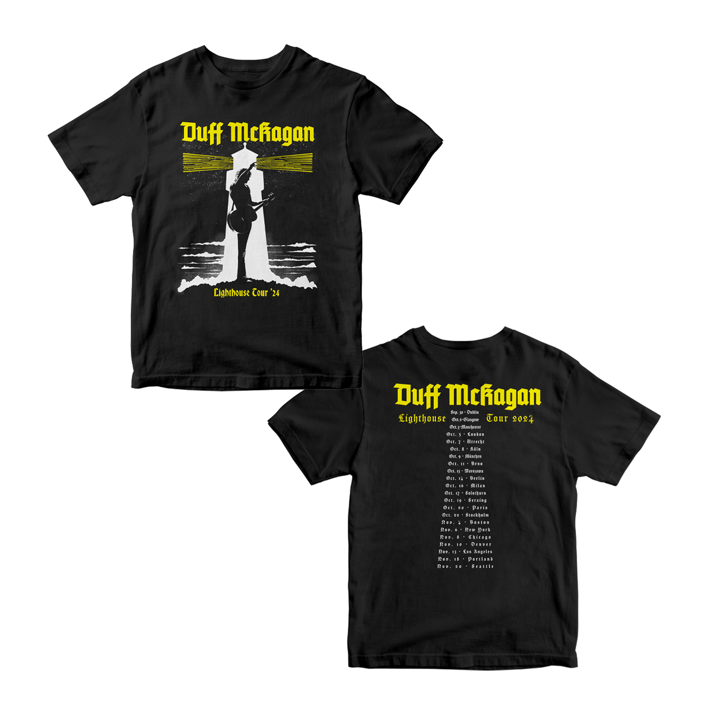 LIGHTHOUSE TOUR '24 T-SHIRT (BLACK / YELLOW)